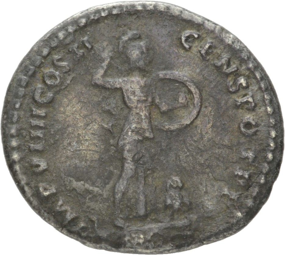 RIC II, Part 1 (second edition) Domitian 333 Domitian reverse, Minerva standing right on top of rostral column, holding sp...