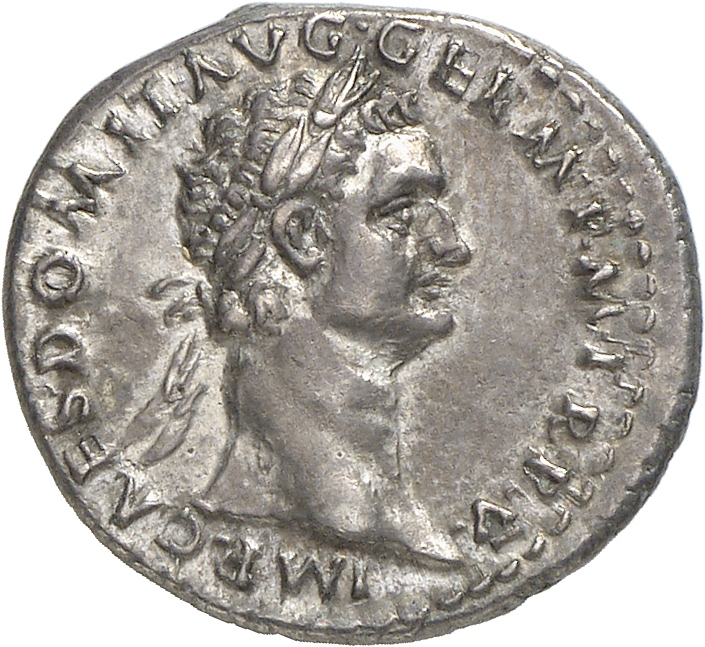 RIC II, Part 1 (second edition) Domitian 336 Domitian obverse, Bust of Domitian, laureate, right with aegis