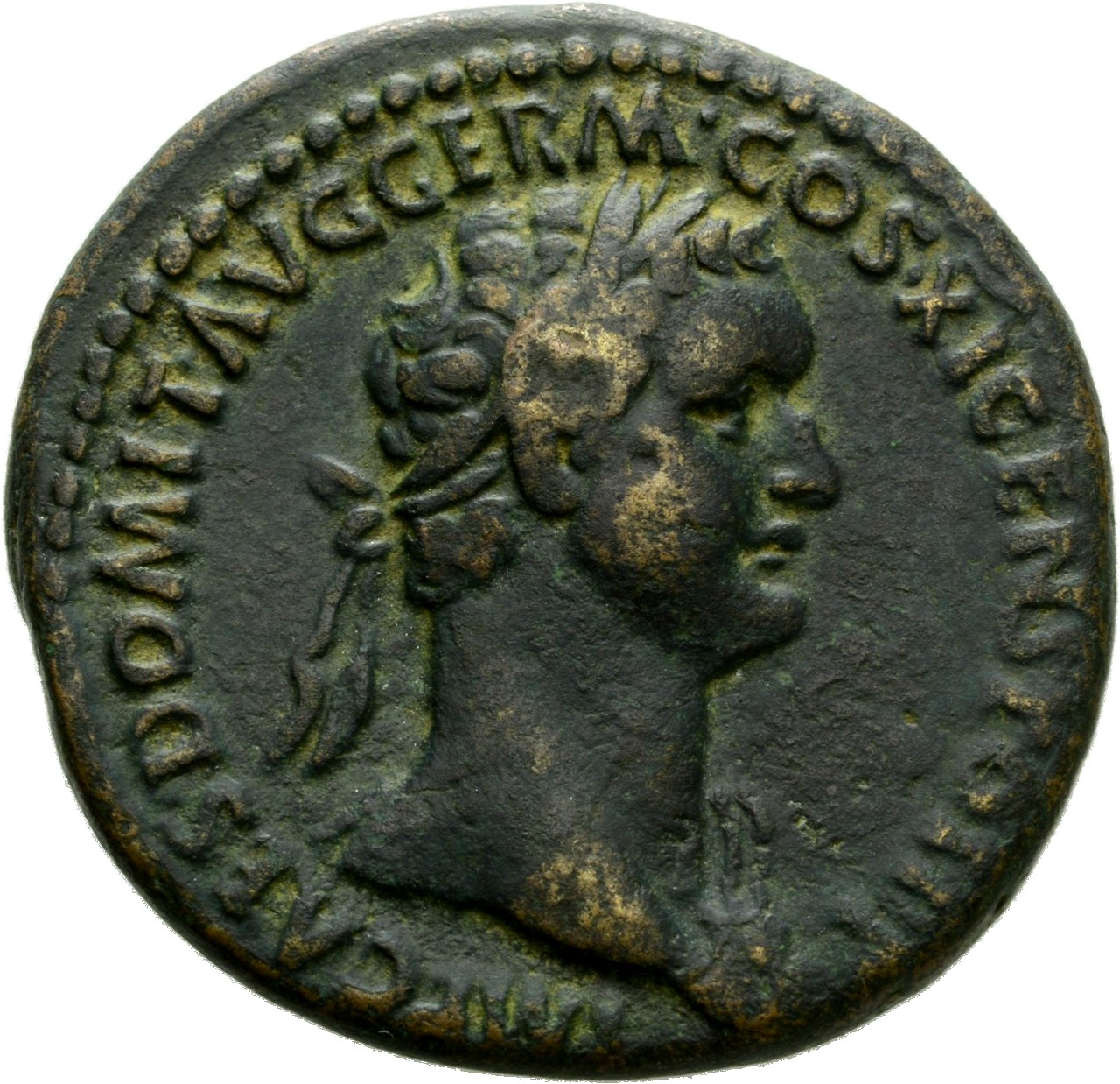 RIC II, Part 1 (second edition) Domitian 367 Domitian obverse, Bust of Domitian, radiate, right with aegis