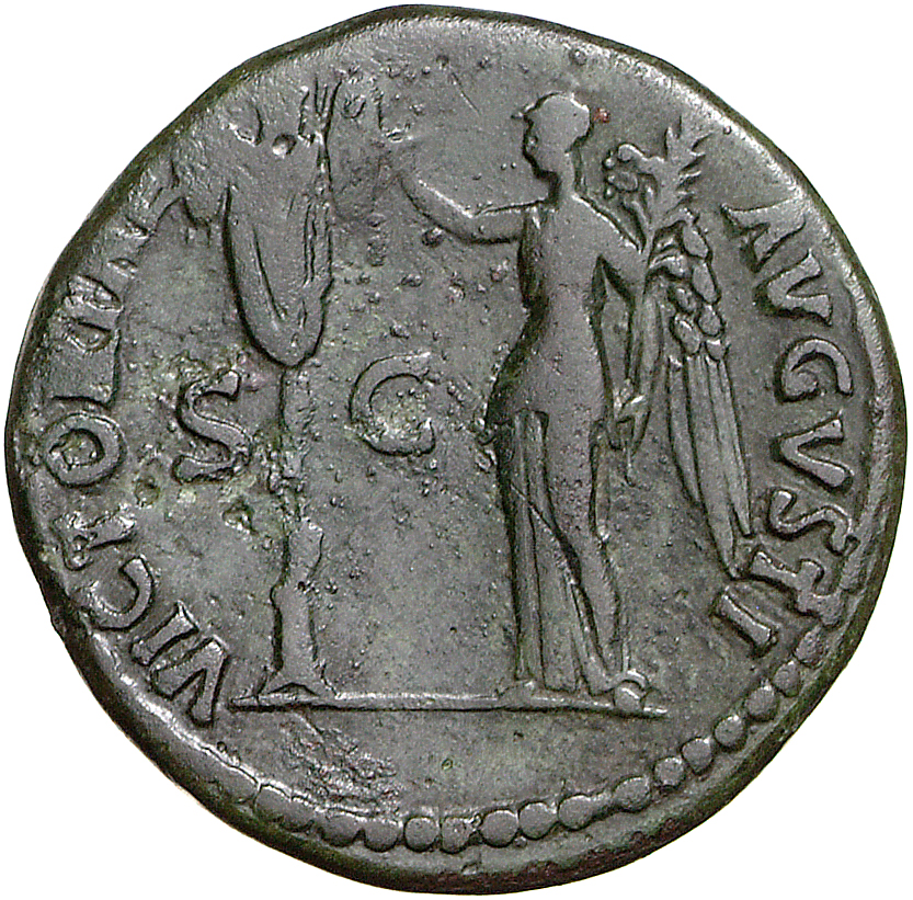 RIC II, Part 1 (second edition) Domitian 373 Domitian reverse, Victory standing left, holding palm in left and with right ...