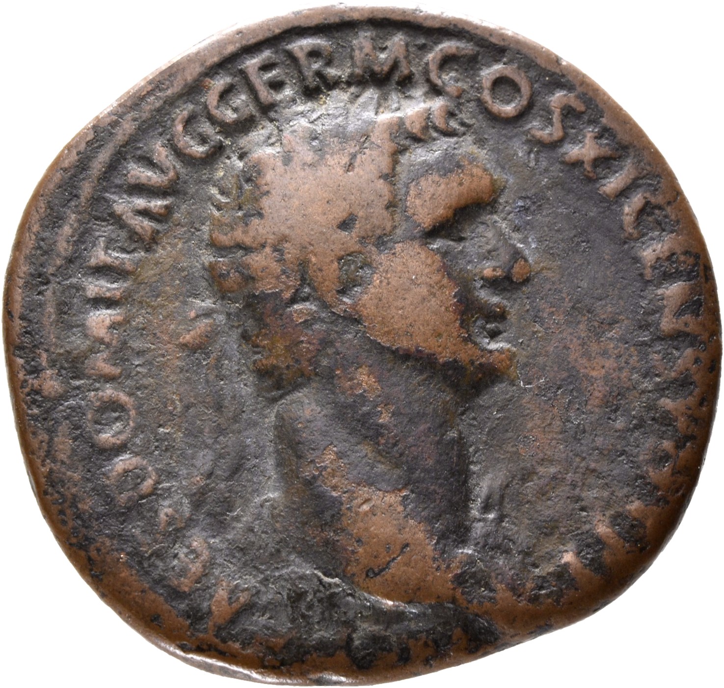 RIC II, Part 1 (second edition) Domitian 383 Domitian obverse, Bust of Domitian, laureate, right with aegis