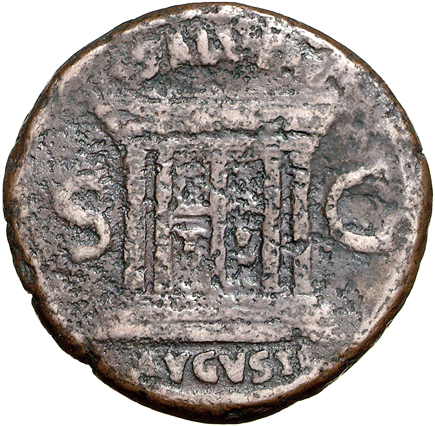 RIC II, Part 1 (second edition) Domitian 385 Domitian reverse, Rectangular altar with four steps, door with four panels an...