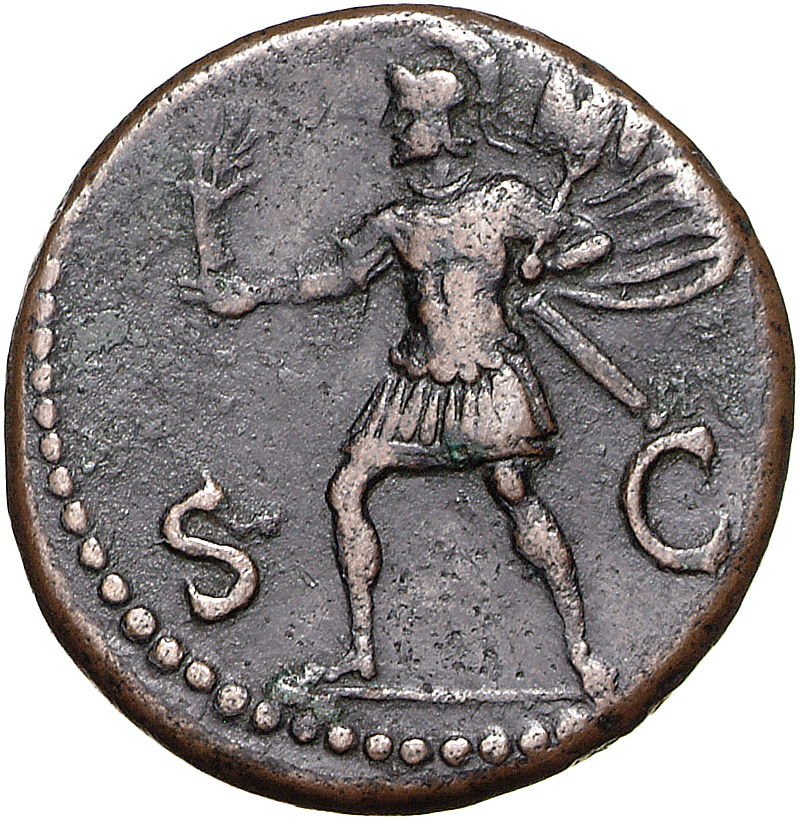 RIC II, Part 1 (second edition) Domitian 387 Domitian reverse, Mars advancing left, holding Victory and trophy