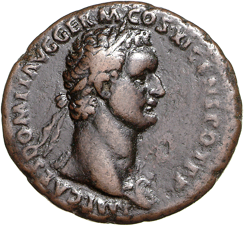 RIC II, Part 1 (second edition) Domitian 388 Domitian obverse, Bust of Domitian, laureate, right with aegis