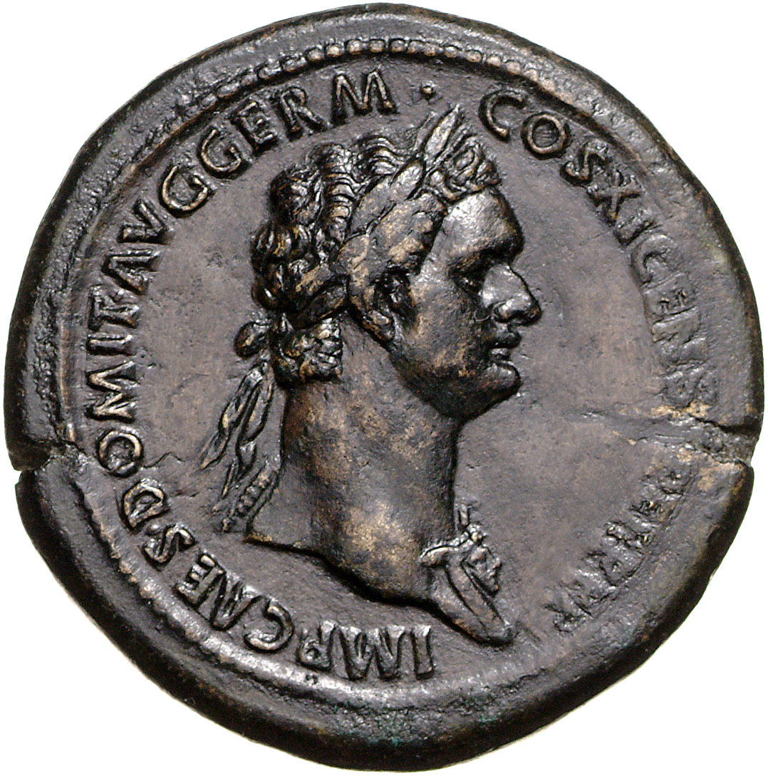 RIC II, Part 1 (second edition) Domitian 399 Domitian obverse, Bust of Domitian, laureate, right with aegis