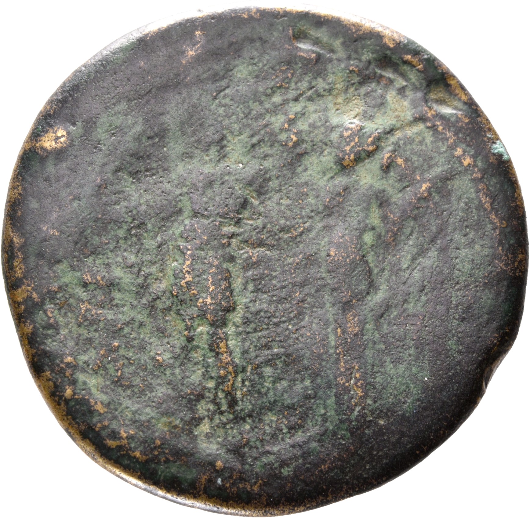 RIC II, Part 1 (second edition) Domitian 404 Domitian reverse, Domitian standing left, holding thunderbolt and spear, bein...