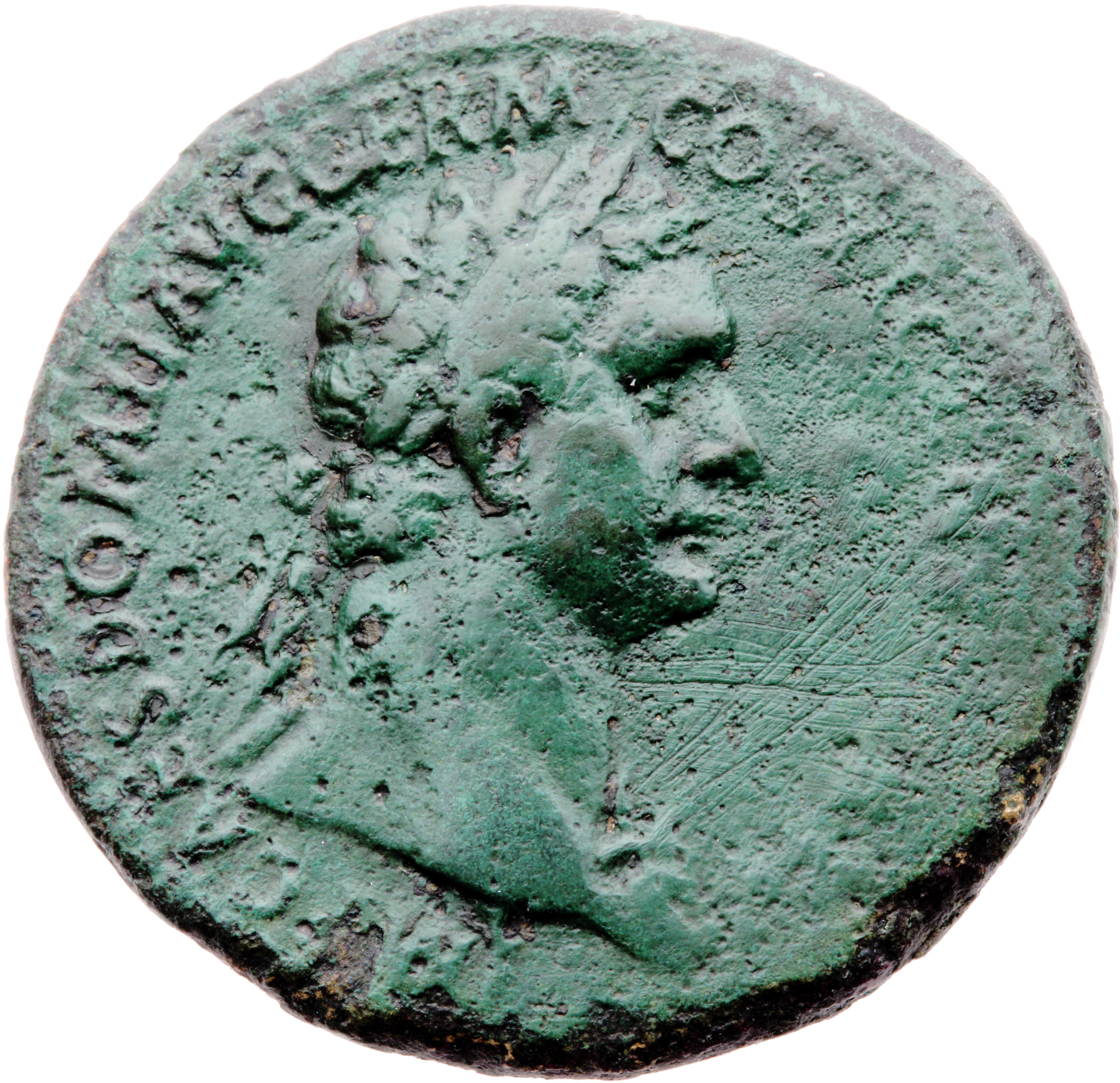 RIC II, Part 1 (second edition) Domitian 404 Domitian obverse, Bust of Domitian, laureate, right with aegis