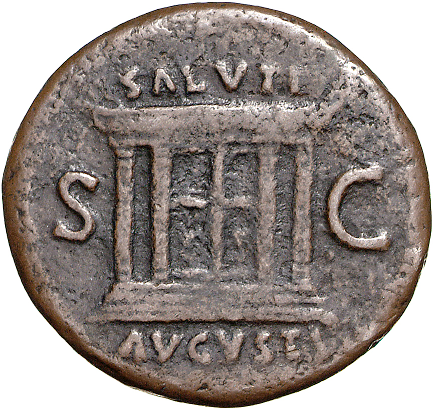 RIC II, Part 1 (second edition) Domitian 418 Domitian reverse, Rectangular altar with four steps, door with four panels an...