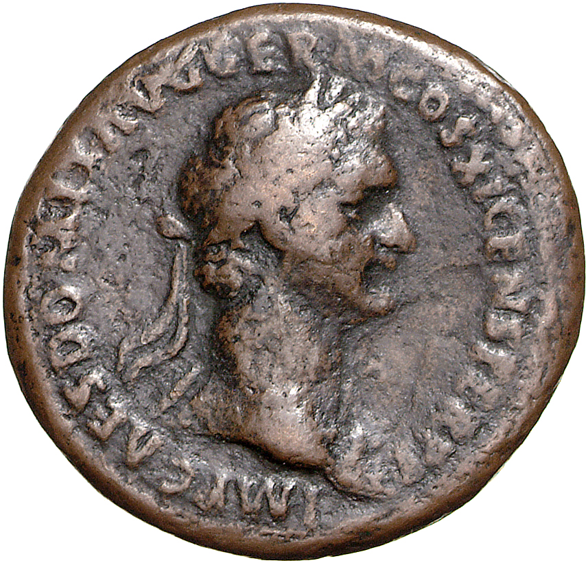 RIC II, Part 1 (second edition) Domitian 418 Domitian obverse, Bust of Domitian, laureate, right with aegis
