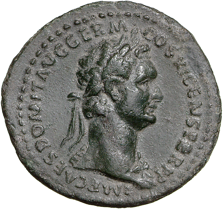 RIC II, Part 1 (second edition) Domitian 420 Domitian obverse, Bust of Domitian, laureate, right with aegis