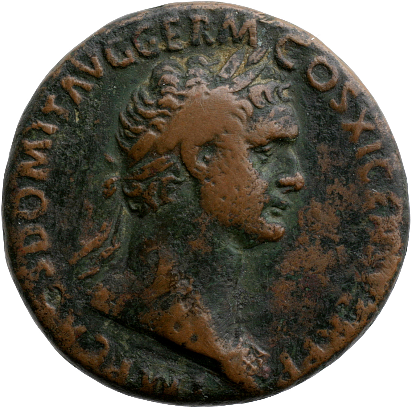 RIC II, Part 1 (second edition) Domitian 422 Domitian obverse, Bust of Domitian, laureate, right with aegis