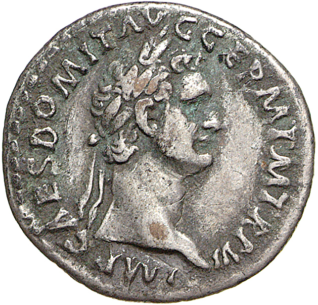 RIC II, Part 1 (second edition) Domitian 447 Domitian obverse, Head of Domitian, laureate, right