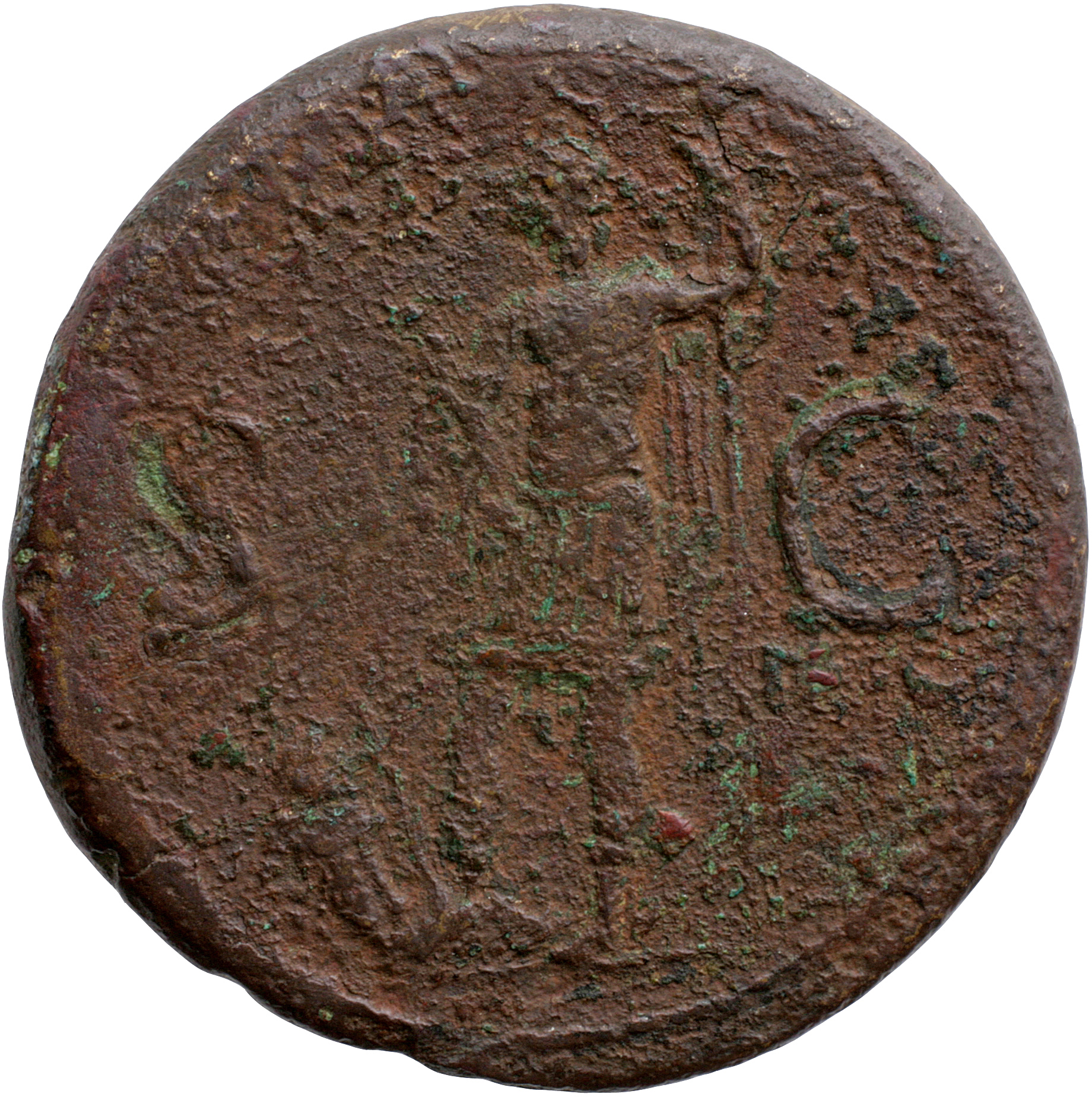 RIC II, Part 1 (second edition) Domitian 468 Domitian reverse, Domitian standing left, holding parazonium and spear; Rhenu...