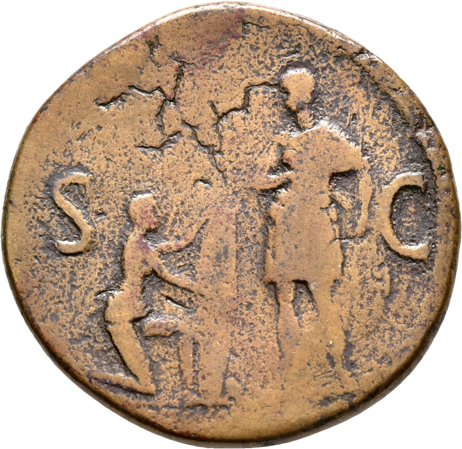 RIC II, Part 1 (second edition) Domitian 469 Domitian reverse, Domitian standing left, holding vertical spear in left hand...