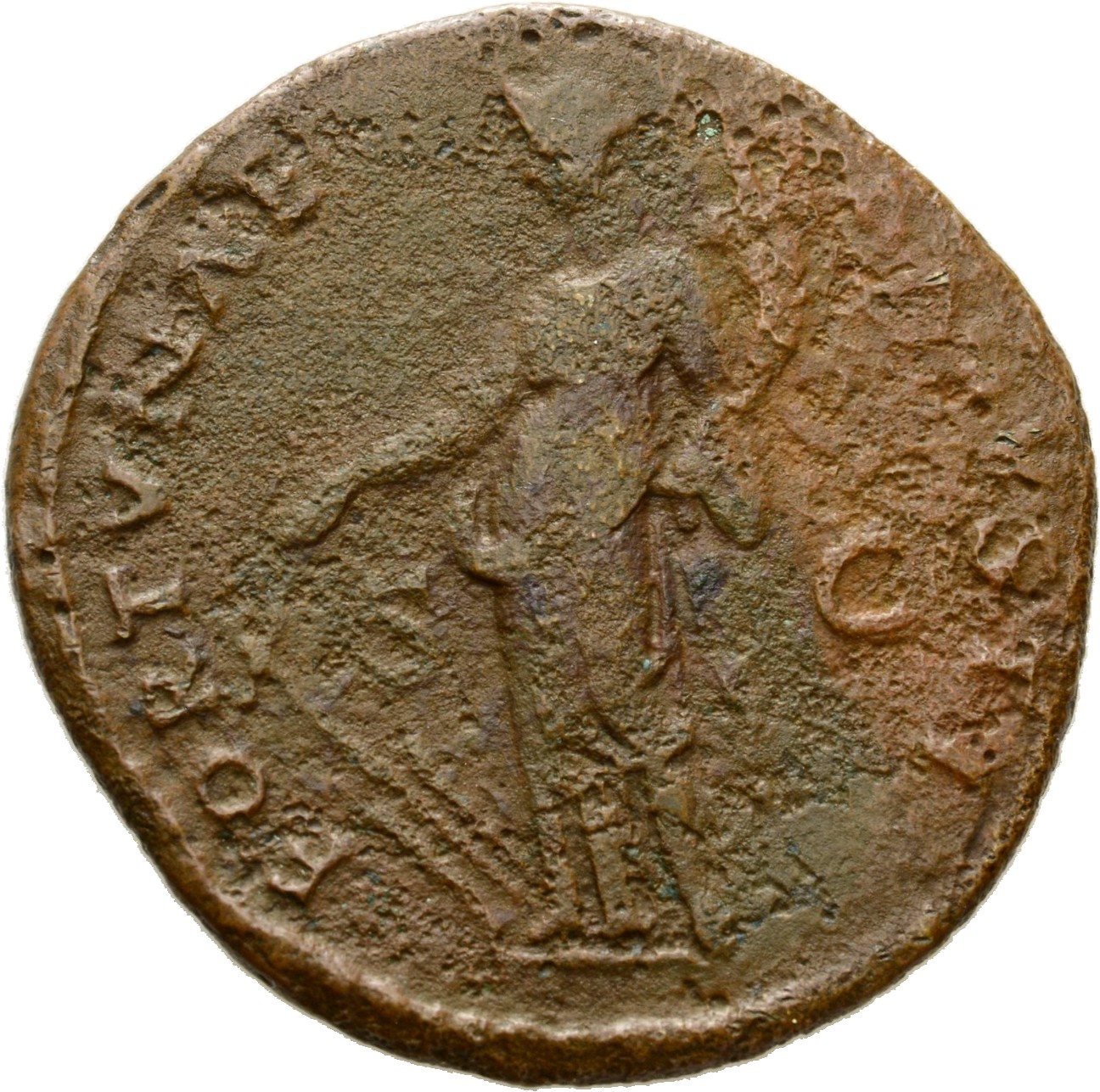 RIC II, Part 1 (second edition) Domitian 488 Domitian reverse, Fortuna standing left, holding rudder and cornucopiae