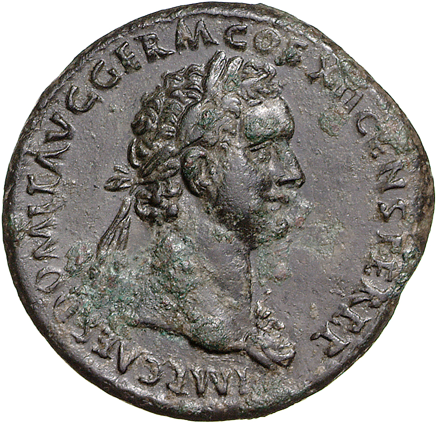 RIC II, Part 1 (second edition) Domitian 488 Domitian obverse, Bust of Domitian, laureate, right with aegis