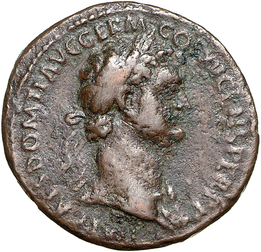 RIC II, Part 1 (second edition) Domitian 495 Domitian obverse, Bust of Domitian, laureate, right with aegis