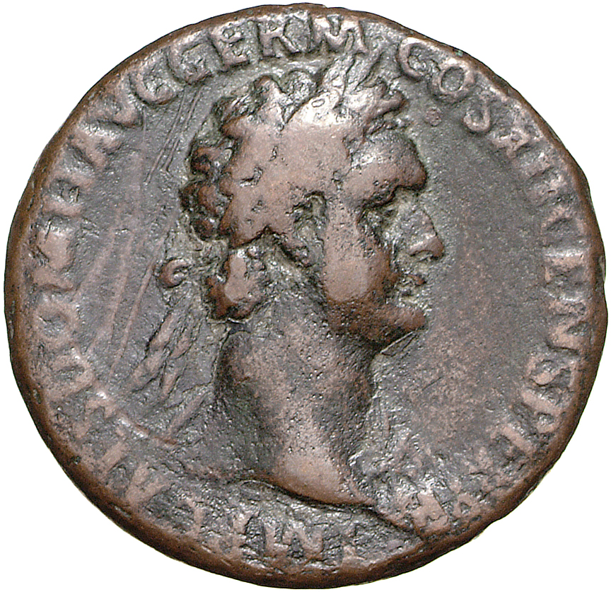 RIC II, Part 1 (second edition) Domitian 497 Domitian obverse, Bust of Domitian, laureate, right with aegis