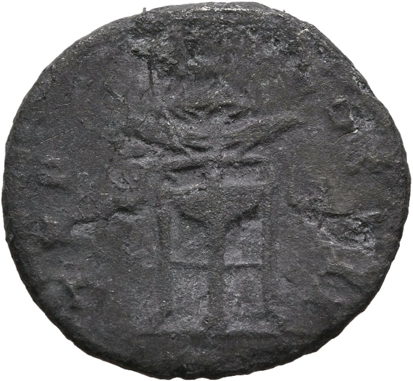 RIC II, Part 1 (second edition) Domitian 5 Domitian reverse, Tripod with fillets left and right on which are ravens right ...
