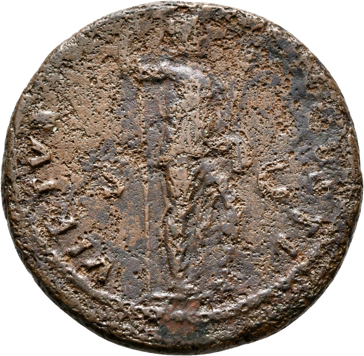RIC II, Part 1 (second edition) Domitian 500 Domitian reverse, Virtus standing right, resting foot on helmet, holding spea...