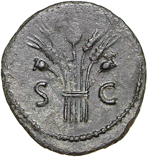 RIC II, Part 1 (second edition) Domitian 502 Domitian reverse, Bundle of Corn-ears and poppies