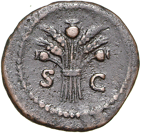 RIC II, Part 1 (second edition) Domitian 502A Domitian reverse, Bundle of Corn-ears and poppies