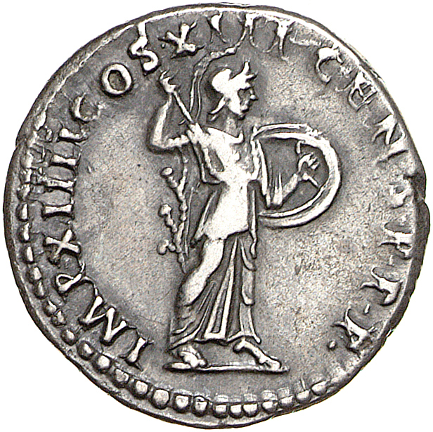 RIC II, Part 1 (second edition) Domitian 504 Domitian reverse, Minerva advancing right, holding spear and shield