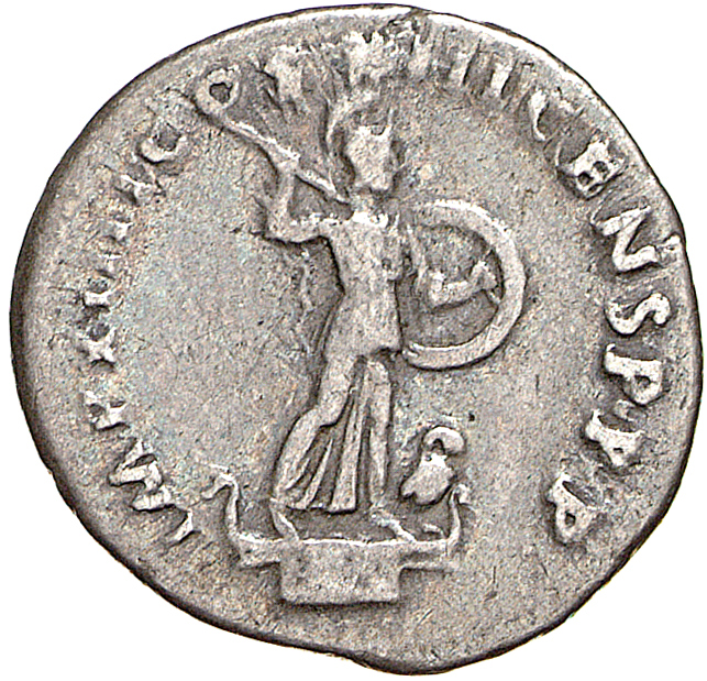 RIC II, Part 1 (second edition) Domitian 507 Domitian reverse, Minerva standing right on top of rostral column, holding sp...