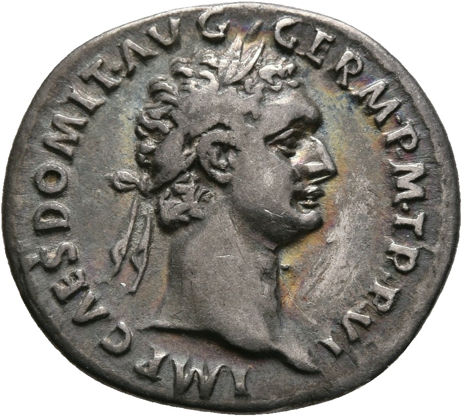 RIC II, Part 1 (second edition) Domitian 507 Domitian obverse, Head of Domitian, laureate, right