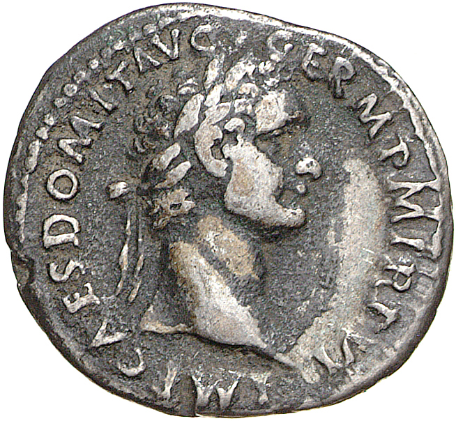 RIC II, Part 1 (second edition) Domitian 509 Domitian obverse, Head of Domitian, laureate, right
