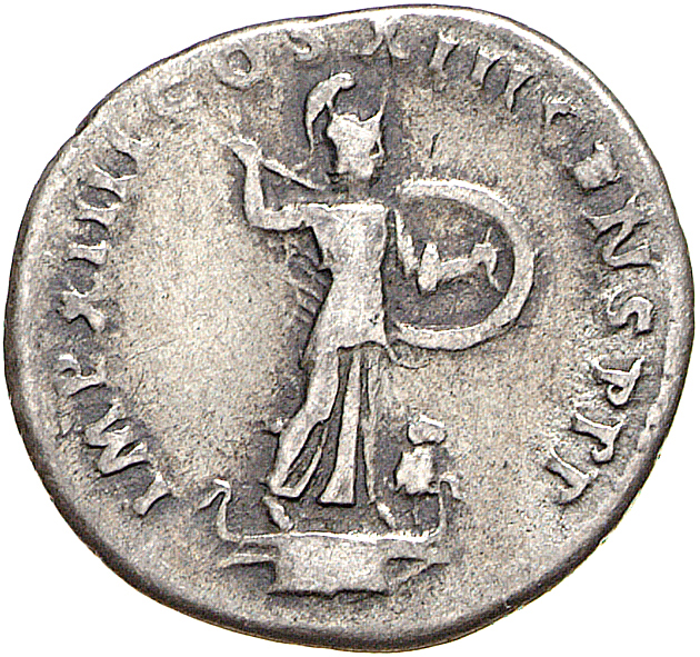 RIC II, Part 1 (second edition) Domitian 518 Domitian reverse, Minerva standing right on top of rostral column, holding sp...