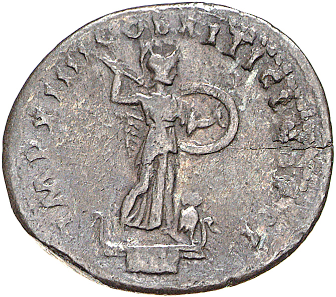 RIC II, Part 1 (second edition) Domitian 518 Domitian reverse, Minerva standing right on top of rostral column, holding sp...