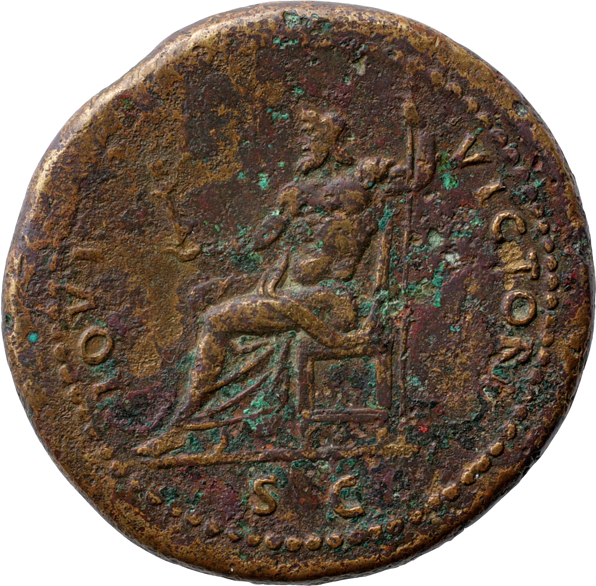 RIC II, Part 1 (second edition) Domitian 527 Domitian reverse, Jupiter seated left, holding Victory in right and vertical ...