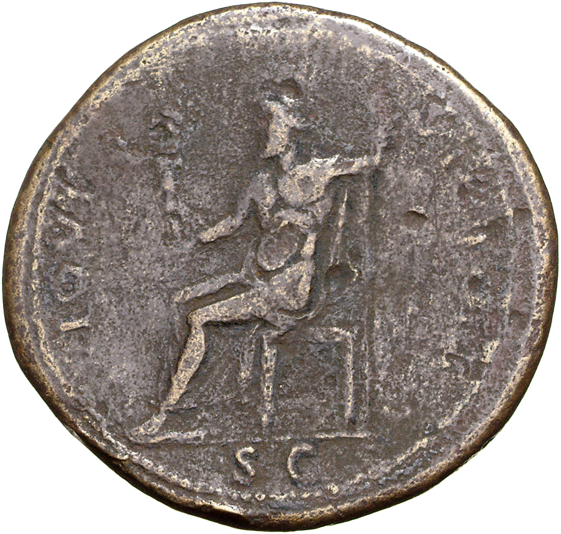 RIC II, Part 1 (second edition) Domitian 527 Domitian reverse, Jupiter seated left, holding Victory in right and vertical ...