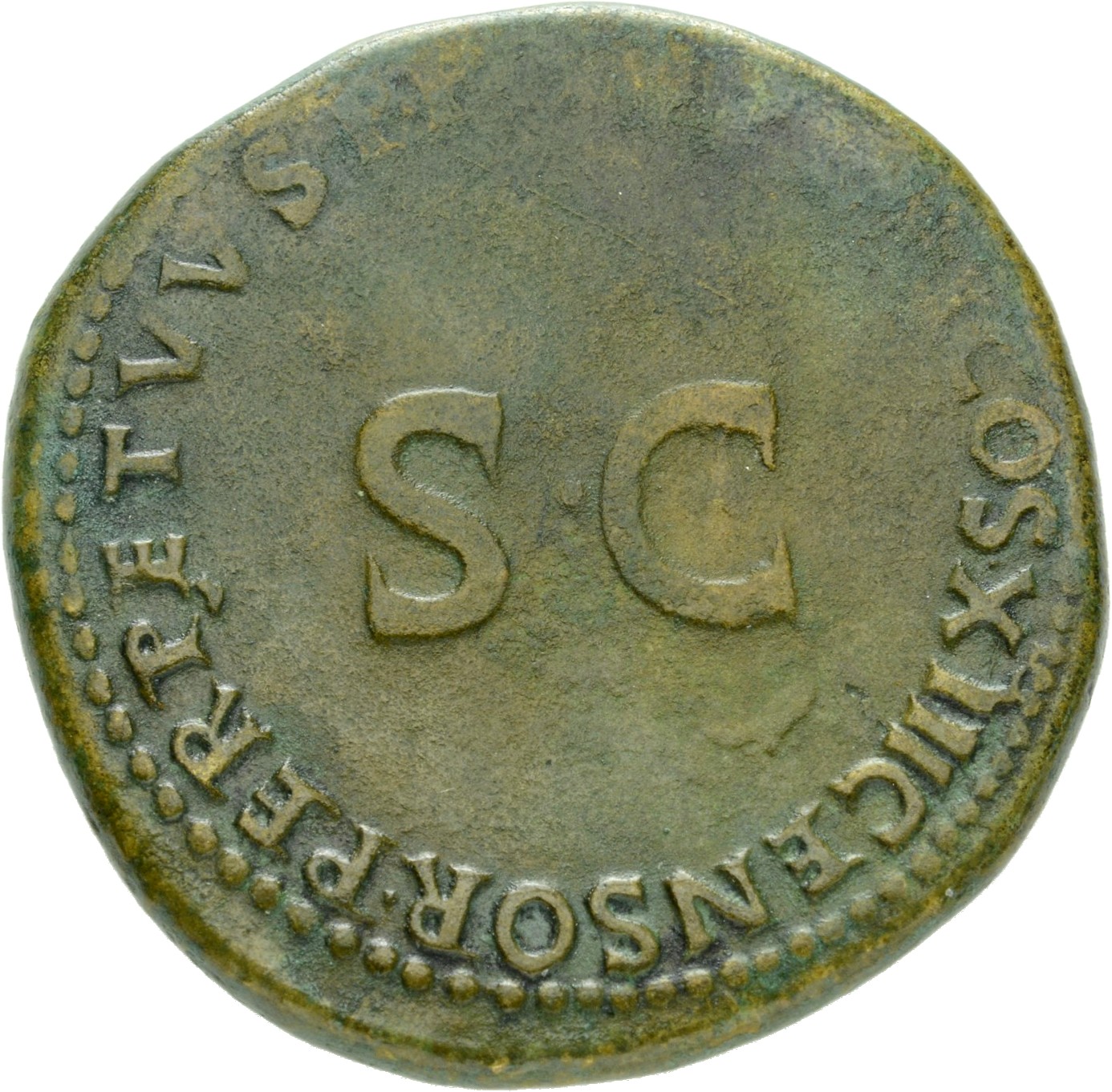RIC II, Part 1 (second edition) Domitian 538 Domitian reverse, Legend surrounding large S C