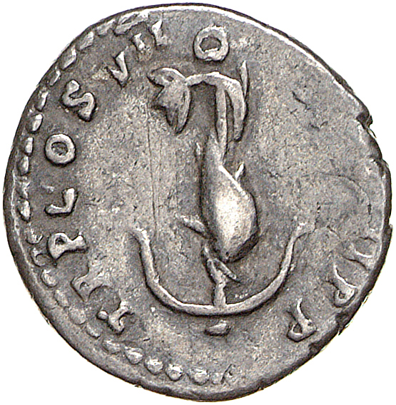 RIC II, Part 1 (second edition) Domitian 54 Domitian reverse, Dolphin coiled around anchor