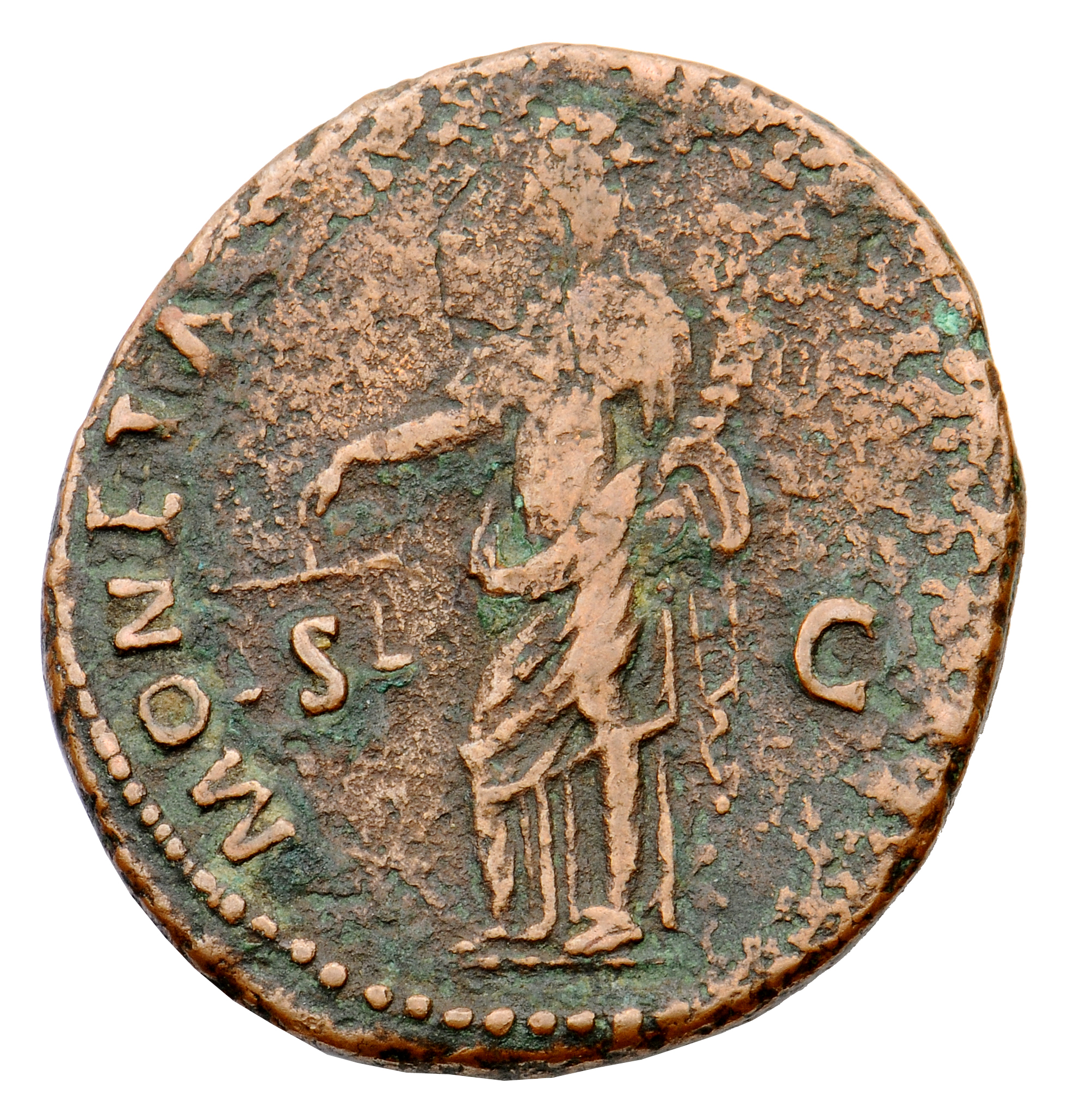RIC II, Part 1 (second edition) Domitian 548 Domitian reverse, Moneta standing left, holding scales in right hand and corn...