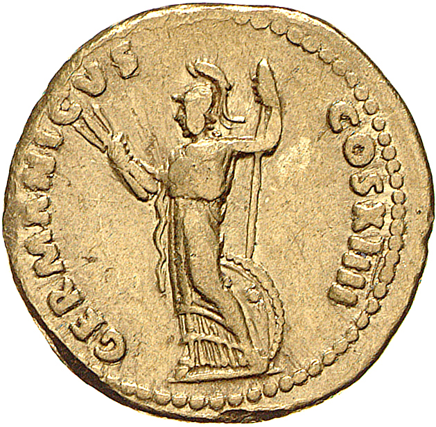 RIC II, Part 1 (second edition) Domitian 558 Domitian reverse, Minerva standing left, holding thunderbolt and spear; shiel...