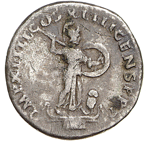 RIC II, Part 1 (second edition) Domitian 576 Domitian reverse, Minerva standing right on top of rostral column, holding sp...