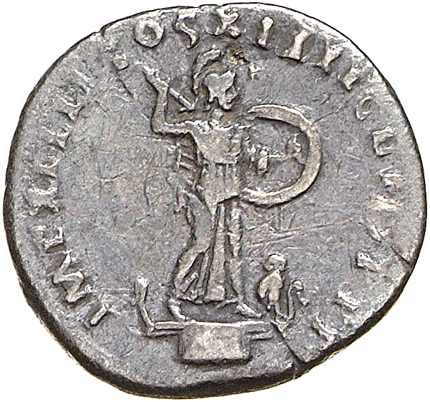 RIC II, Part 1 (second edition) Domitian 576 Domitian reverse, Minerva standing right on top of rostral column, holding sp...
