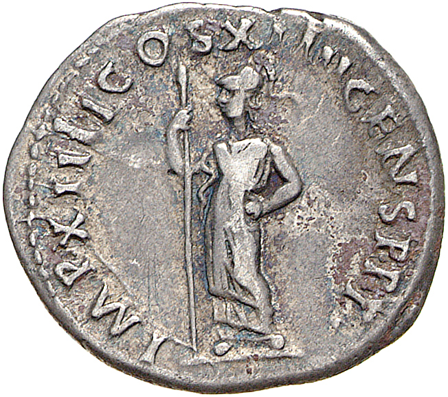 RIC II, Part 1 (second edition) Domitian 585 Domitian reverse, Minerva standing left, holding spear