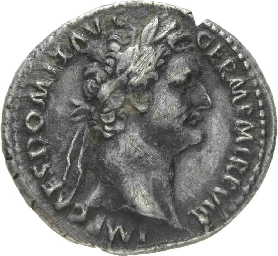 RIC II, Part 1 (second edition) Domitian 596 Domitian obverse, Head of Domitian, laureate, right