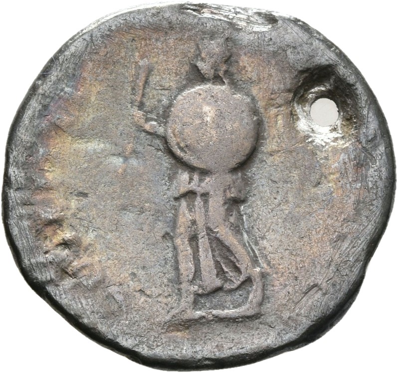 RIC II, Part 1 (second edition) Domitian 596 Domitian reverse, Herald advancing left, holding shield and wand