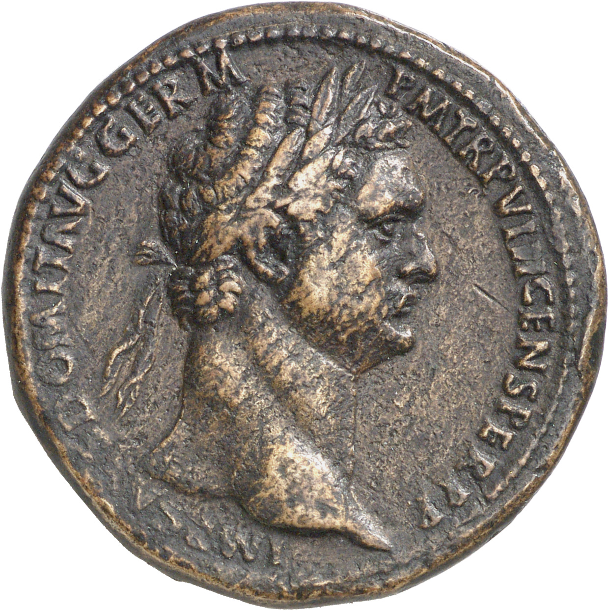 RIC II, Part 1 (second edition) Domitian 606 Domitian obverse, Head of Domitian, laureate, right