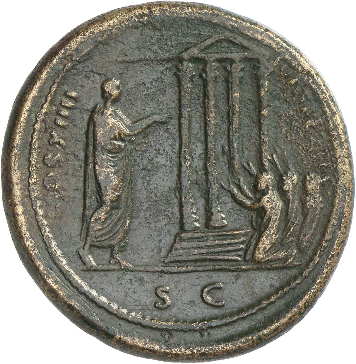 RIC II, Part 1 (second edition) Domitian 610 Domitian reverse, Domitian standing right, raising hand, leading three veiled...