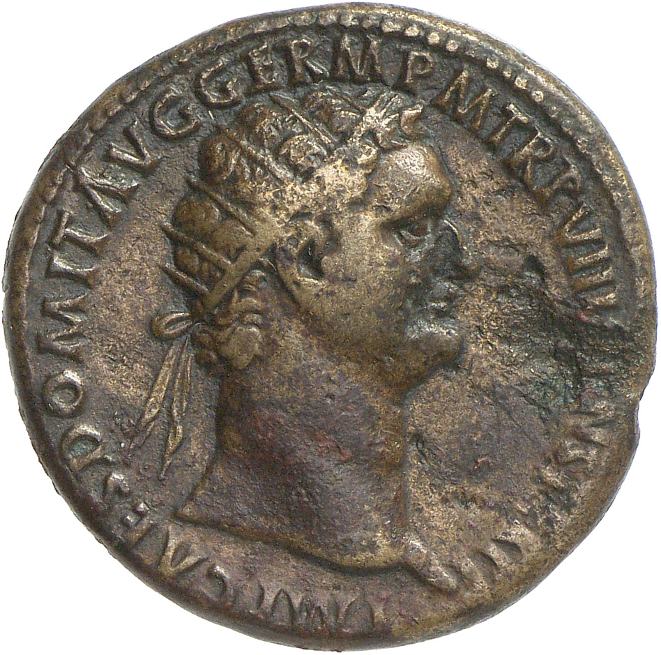 RIC II, Part 1 (second edition) Domitian 617 Domitian obverse, Head of Domitian, radiate, right