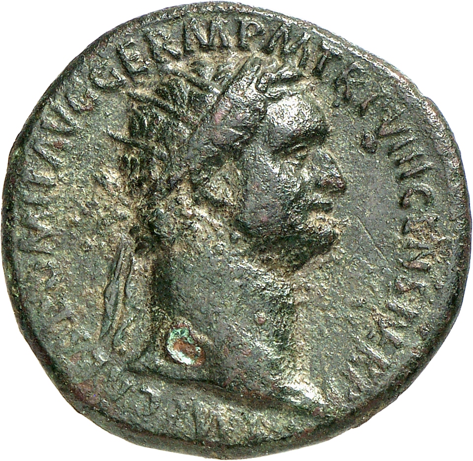 RIC II, Part 1 (second edition) Domitian 619 Domitian obverse, Head of Domitian, radiate, right
