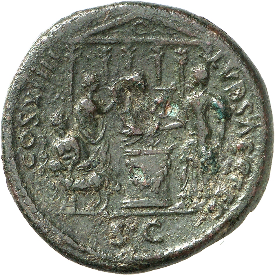 RIC II, Part 1 (second edition) Domitian 619 Domitian reverse, Domitian standing left over altar; victimarius with sheep a...