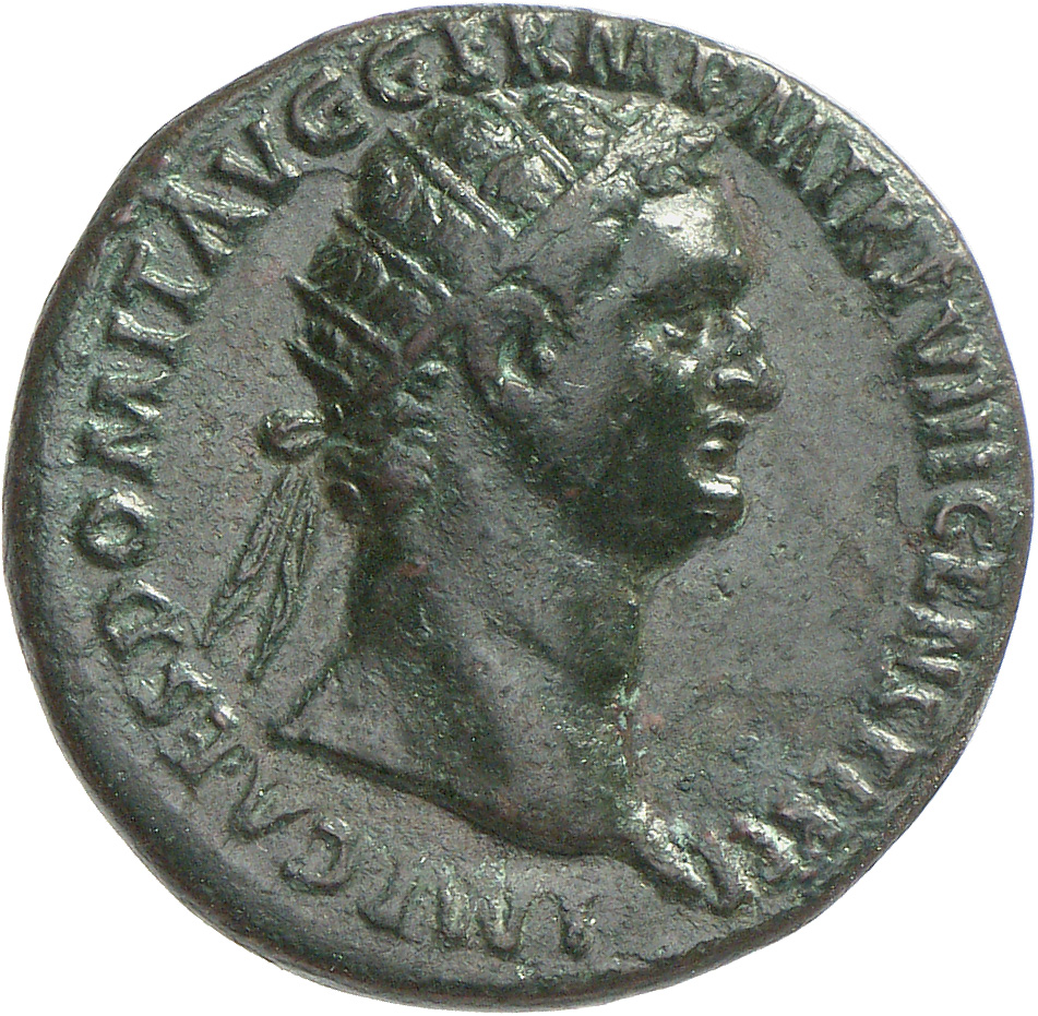 RIC II, Part 1 (second edition) Domitian 621 Domitian obverse, Head of Domitian, radiate, right