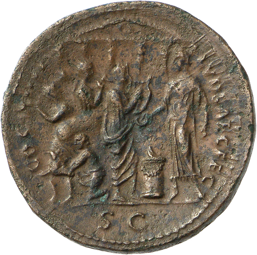 RIC II, Part 1 (second edition) Domitian 626 Domitian reverse, Domitian standing left over altar; victimarius with bull le...